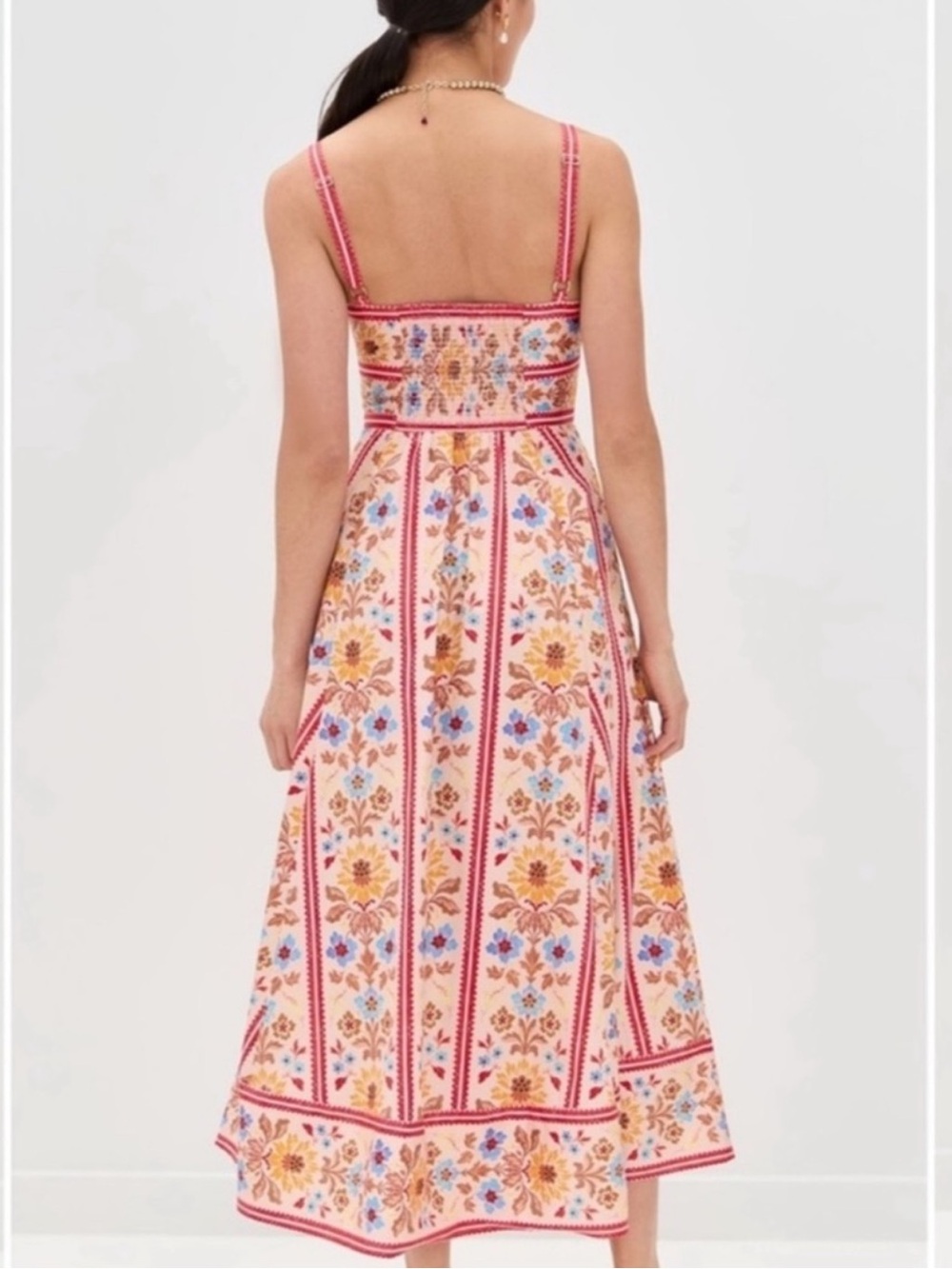 Hill House Margot dress in pink floral block stripe XS - Picture 3 of 13